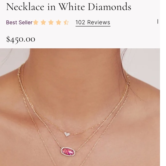 14k Yellow Gold Pendant Necklace in White Diamonds kendra...